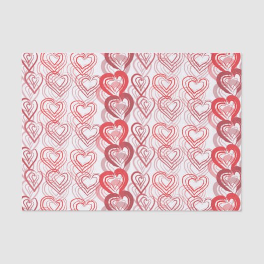 Red Love Hearts on White Valentijnsdag Tissuepapier (Voorkant)