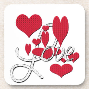 Red Love Hearts Onderzetter