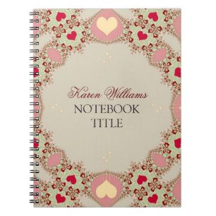 Red Love Hearts Pastel Lace-laptop Notitieboek