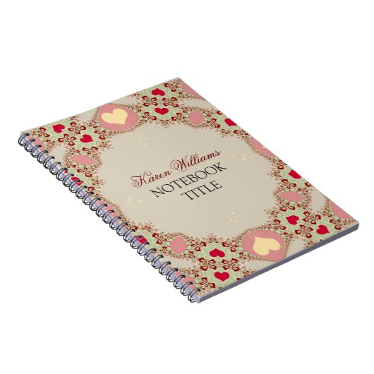 Red Love Hearts Pastel Lace Notitieboek (Rechterzijde)
