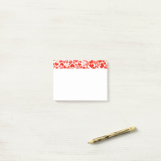 Red Love Hearts Pattern Post-it® Notes (Op bureau)