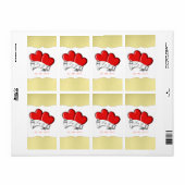 Red Love Hearts Scroll Tattoo Gold Labels (Full Sheet)