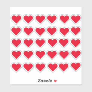 Red Love Hearts Sticker