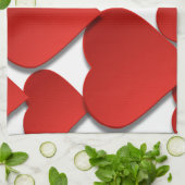 Red Love Hearts Theedoek (Gevouwen)
