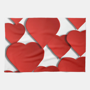 Red Love Hearts Theedoek