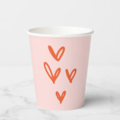 Red Love Hearts Valentijnsdag roze Papieren Bekers (Achterkant)