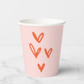Red Love Hearts Valentijnsdag roze Papieren Bekers (Voorkant)
