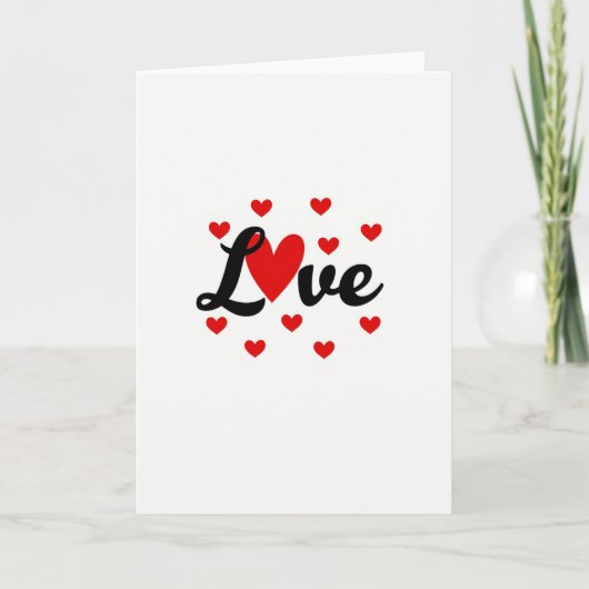 Red Love Hearts Valentine Card Kaart (Voorkant)