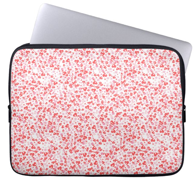 Red Love Hearts – Valentine Collection Laptop Sleeve (Voorkant)