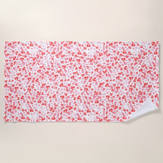 Red Love Hearts – Valentine Collection Strandlaken (Voorkant)