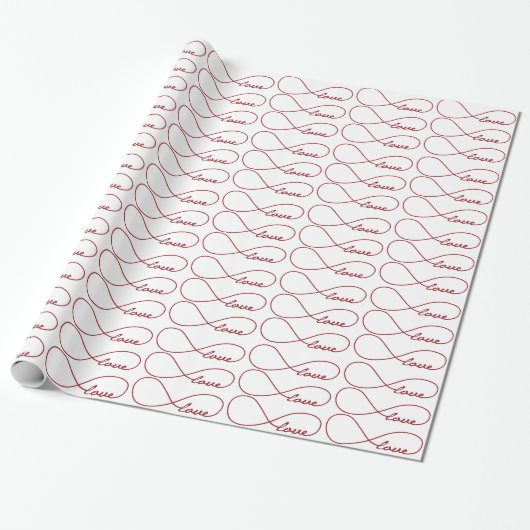 Red Love Infinity Gift Wrap Cadeaupapier (Uitgerold)