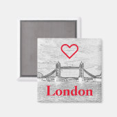 Red LOVE LONDON Embossed Tower Bridge Magneet (Voorkant / Achterkant)