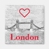 Red LOVE LONDON Embossed Tower Bridge Magneet (Voorkant)
