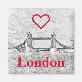 Red LOVE LONDON Embossed Tower Bridge Magneet