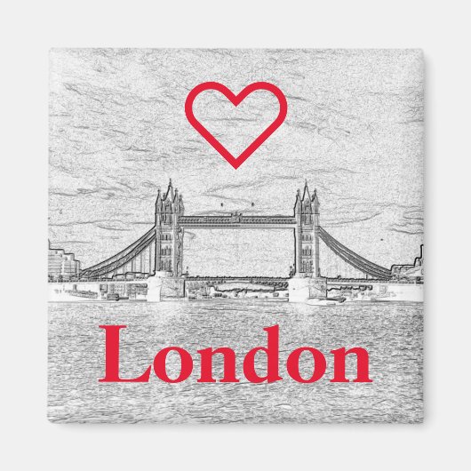 Red LOVE LONDON Embossed Tower Bridge Magneet (Voorkant)