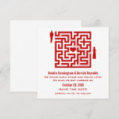 Red Love Maze Save the Date Invite (Voorkant / Achterkant)