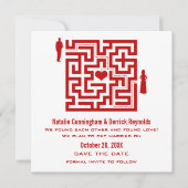 Red Love Maze Save the Date Invite (Voorkant)