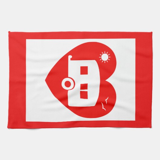 Red Love My Caravan Fun Caravan Kitchenware Theedoek (Horizontaal)