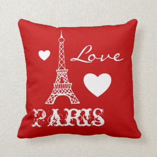 Red Love Paris Eiffel Tower Bedroom Pillow Kussen