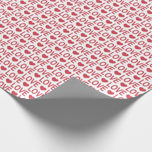 Red Love Pattern Wrapping Paper Cadeaupapier (Hoek)