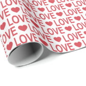 Red Love Pattern Wrapping Paper Cadeaupapier (Rol Hoek)