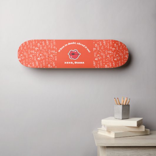 Red Love personalized Skateboard (Muurkunst (Horizontaal))