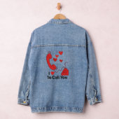 Red Love Phone - Schattigee Retro Call Illustratie Denim Jacket (Hangar)
