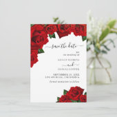 Red Love Rozen Save the Date Kaart (Staand voorkant)
