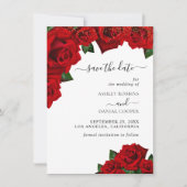 Red Love Rozen Save the Date Kaart (Voorkant)