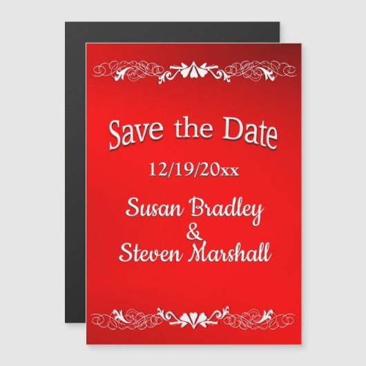 Red Love Save the Date Magnetische Uitnodiging (Voorkant / Achterkant)