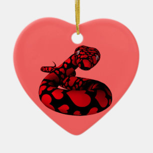 Red Love Snake Keramisch Ornament