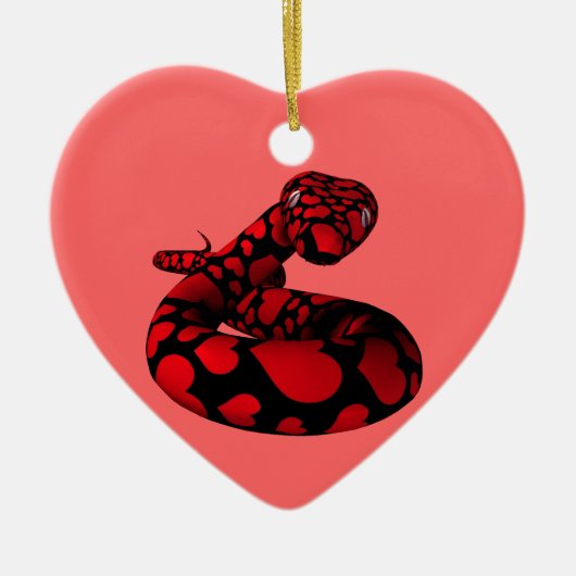 Red Love Snake Keramisch Ornament (Voorkant)