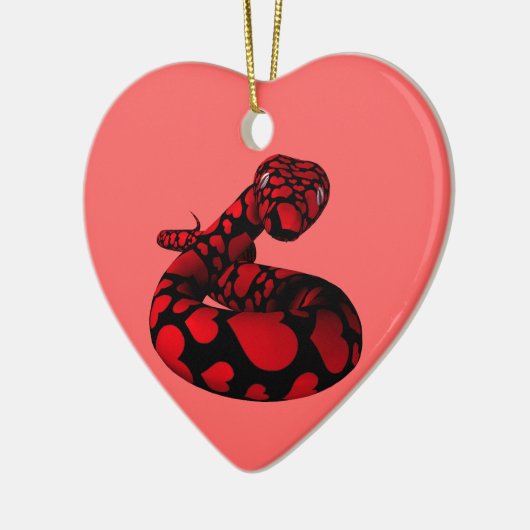 Red Love Snake Keramisch Ornament (Links)