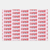Red Love Text in Block Font Waterverf Pattern Inpakpapier Vel (Voorkant 2)