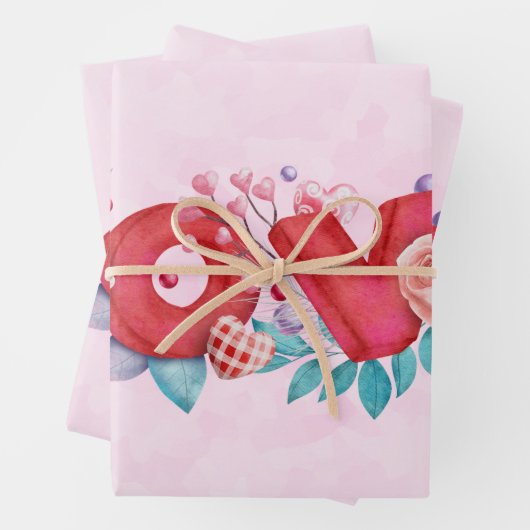 Red Love Text in Bold Block Font Waterverf Inpakpapier Vel (In situ)