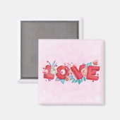 Red Love Text in Bold Block Font Waterverf Magneet (Voorkant / Achterkant)