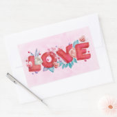 Red Love Text in Bold Block Font Waterverf Rechthoekige Sticker (Envelop)