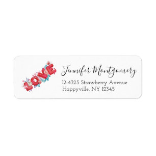Red Love Text in Bold Block Lettering Etiket
