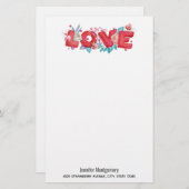 Red Love Text in Bold Block Letters Waterverf (Voorkant / Achterkant)