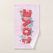 Red Love Text in Bold Block Letters Waterverf Bad Handdoek (Handdoek)