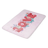 Red Love Text in Bold Block Letters Waterverf Badmat (Gekanteld)