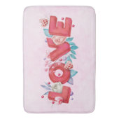 Red Love Text in Bold Block Letters Waterverf Badmat (Voorkant Verticaal)