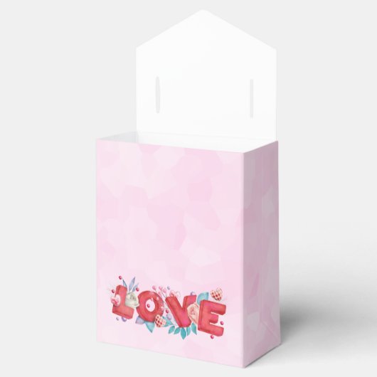 Red Love Text in Bold Block Letters Waterverf Bedankdoosjes (Geopend)