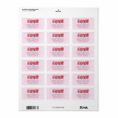 Red Love Text in Bold Block Letters Waterverf Etiket (Full Sheet)