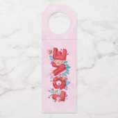 Red Love Text in Bold Block Letters Waterverf Flessenhanger (Voorkant)