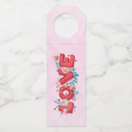 Red Love Text in Bold Block Letters Waterverf Flessenhanger