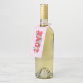 Red Love Text in Bold Block Letters Waterverf Flessenhanger (Schuin)