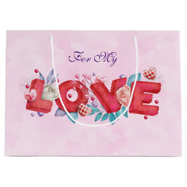 Red Love Text in Bold Block Letters Waterverf Groot Cadeauzakje