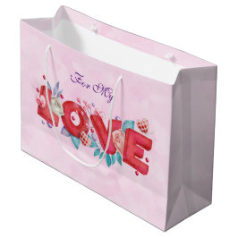Red Love Text in Bold Block Letters Waterverf Groot Cadeauzakje