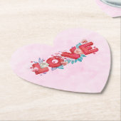Red Love Text in Bold Block Letters Waterverf Kartonnen Onderzetters (Gekanteld)